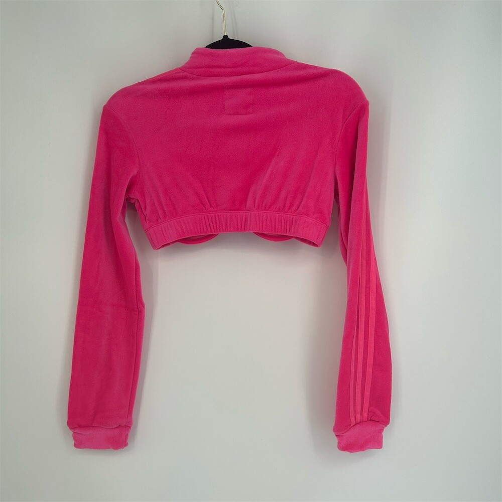 Adidas x Jeremy Scott Cropped Bustier Pink Velour Zip Track Jacket New Preppy, S - Picture 9 of 15